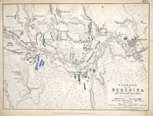 A Beresina átjáró térképe, kiadó: William Blackwood and Sons, Edinburgh és London, 1848 (kézzel színezett metszet)